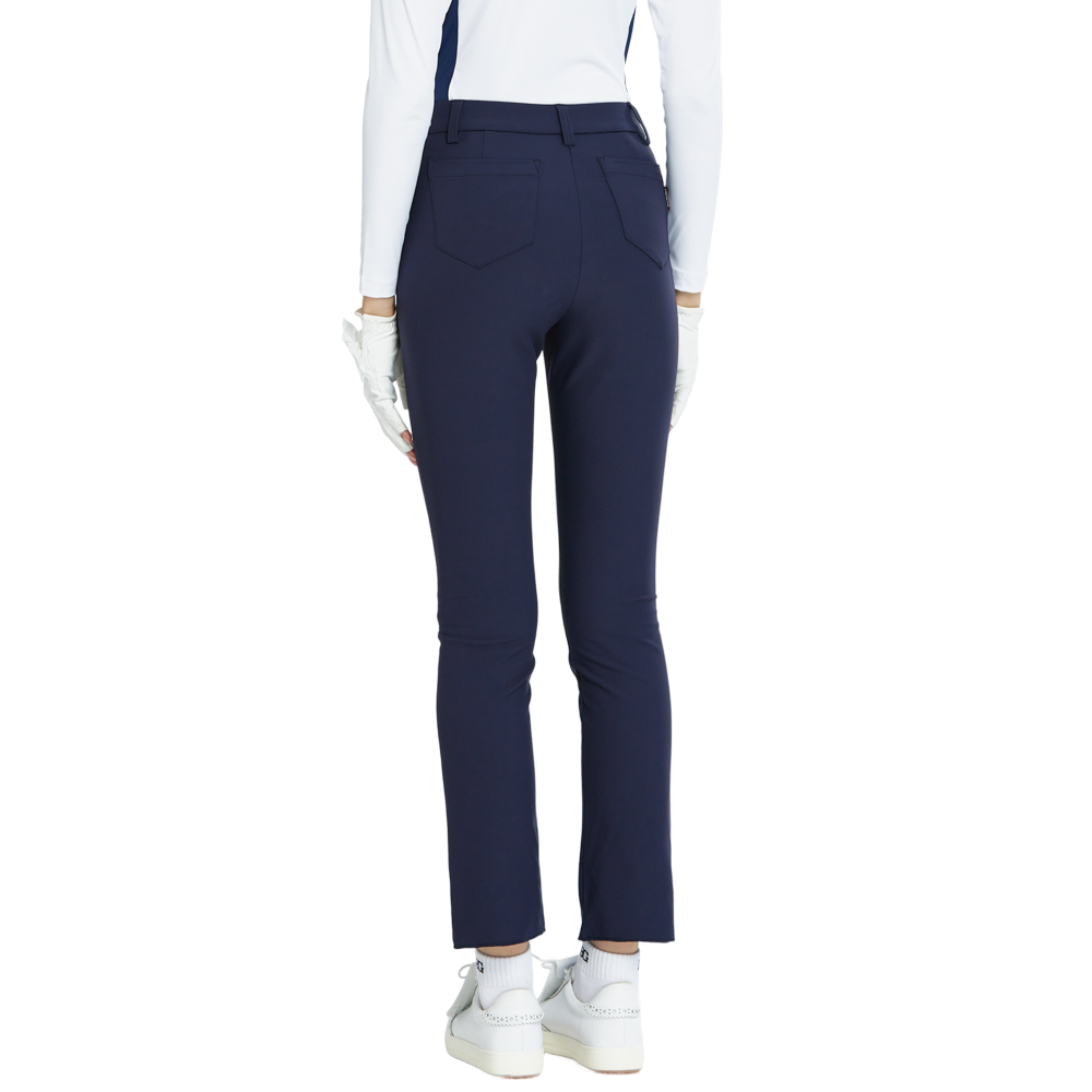 BLKTEE磨毛彈性腰直筒長褲(寶藍)