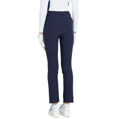 BLKTEE磨毛彈性腰直筒長褲(寶藍)