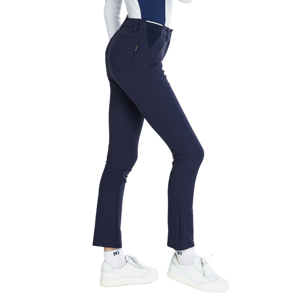 BLKTEE磨毛彈性腰直筒長褲(寶藍)