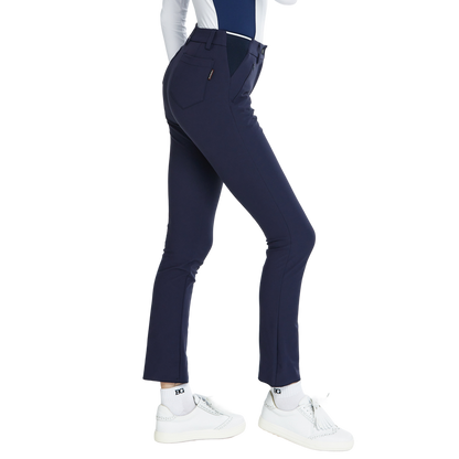 BLKTEE磨毛彈性腰直筒長褲(寶藍)