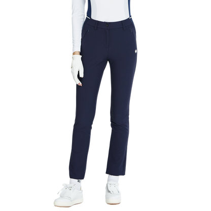 BLKTEE磨毛彈性腰直筒長褲(寶藍)