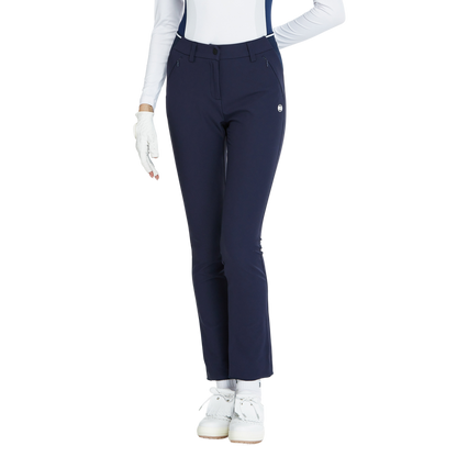 BLKTEE磨毛彈性腰直筒長褲(寶藍)