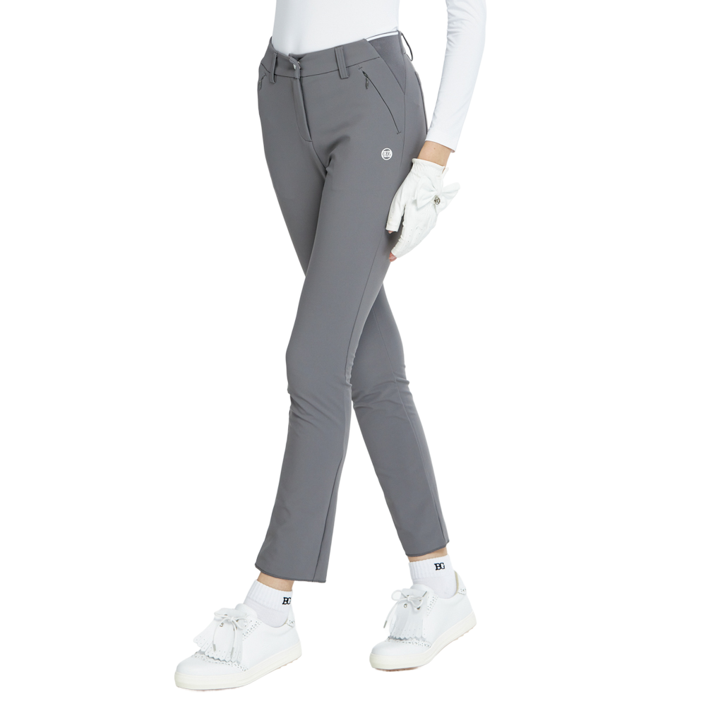 BLKTEE磨毛彈性腰直筒長褲(灰)