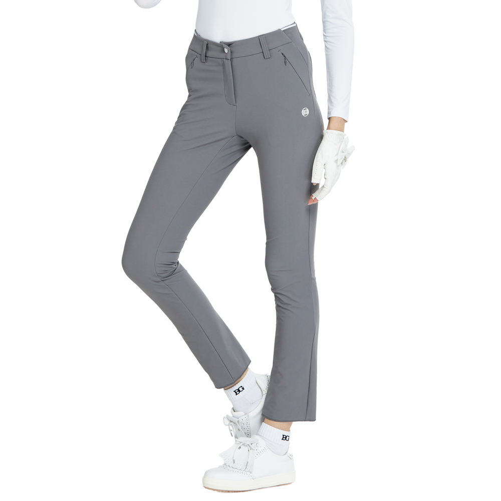 BLKTEE磨毛彈性腰直筒長褲(灰)