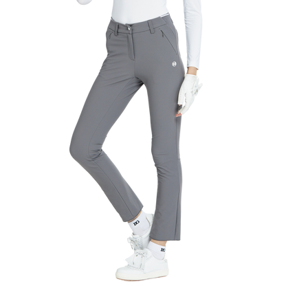 BLKTEE磨毛彈性腰直筒長褲(灰)