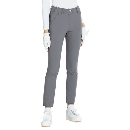 BLKTEE磨毛彈性腰直筒長褲(灰)