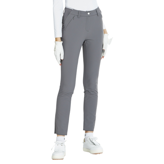 BLKTEE磨毛彈性腰直筒長褲(灰)