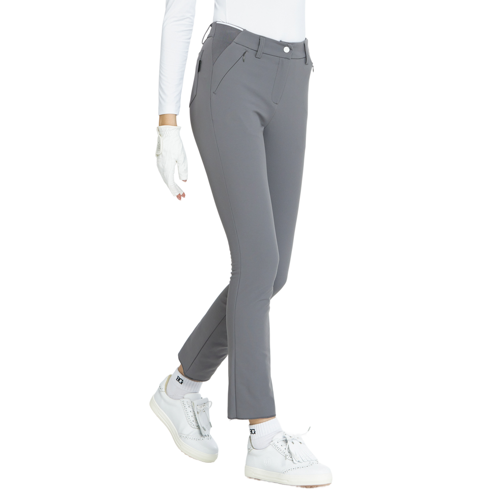 BLKTEE磨毛彈性腰直筒長褲(灰)