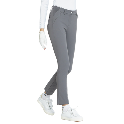 BLKTEE磨毛彈性腰直筒長褲(灰)