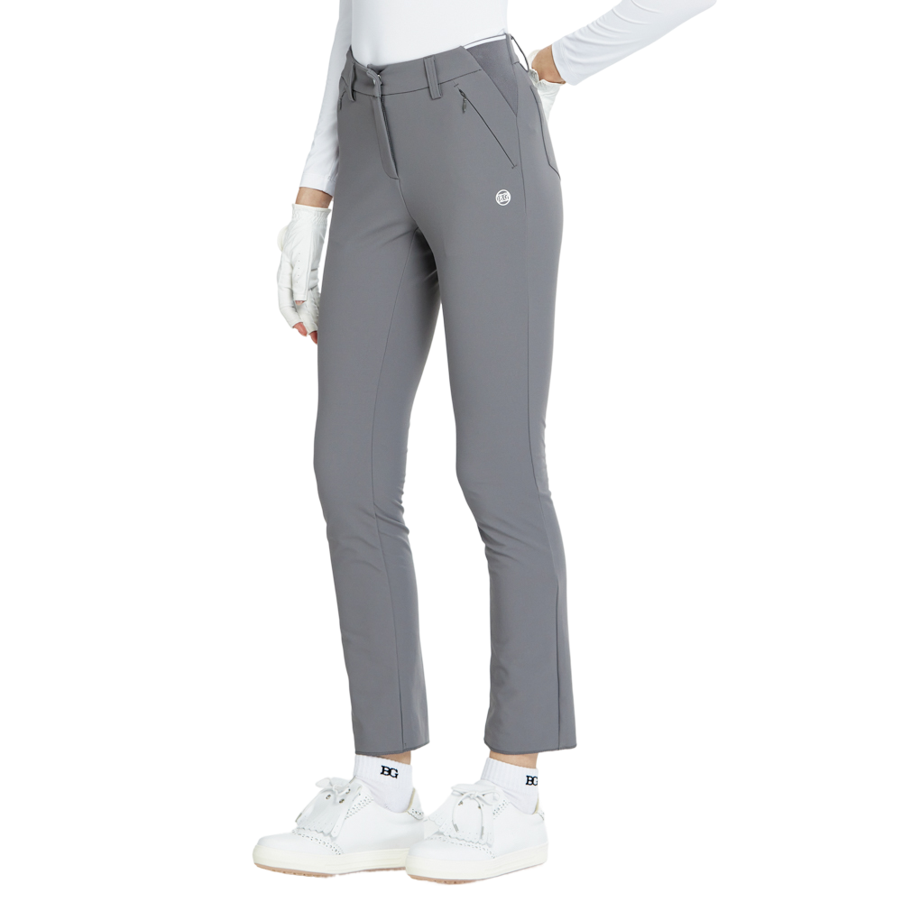 BLKTEE磨毛彈性腰直筒長褲(灰)