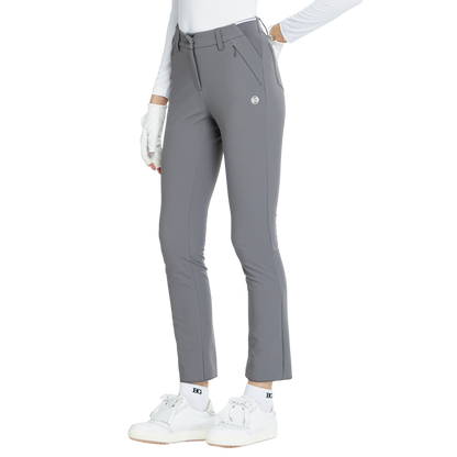 BLKTEE磨毛彈性腰直筒長褲(灰)