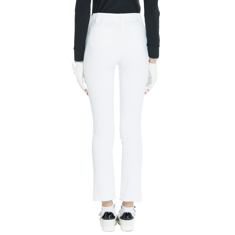 BLKTEE磨毛彈性腰直筒長褲(白)