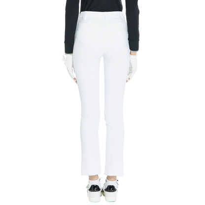 BLKTEE磨毛彈性腰直筒長褲(白)