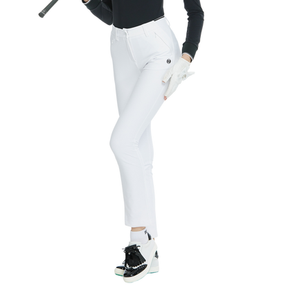 BLKTEE磨毛彈性腰直筒長褲(白)