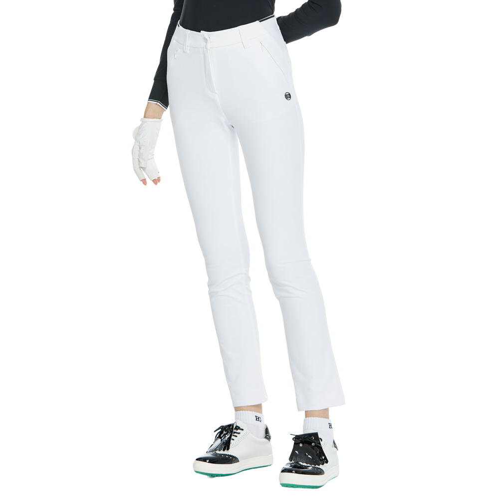 BLKTEE磨毛彈性腰直筒長褲(白)