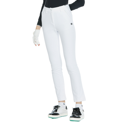 BLKTEE磨毛彈性腰直筒長褲(白)