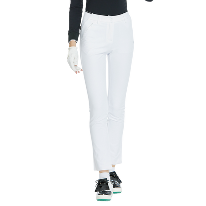 BLKTEE磨毛彈性腰直筒長褲(白)