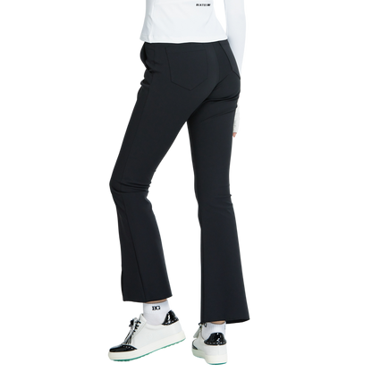 BLKTEE彈力腰微喇叭長褲(黑)