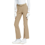 Elastic waist slightly flared trousers (khaki)