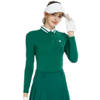 BLKTEE針織緹花領長袖衣(墨綠)