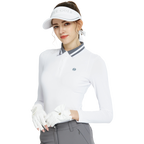 BLKTEE針織緹花領長袖衣(白灰)