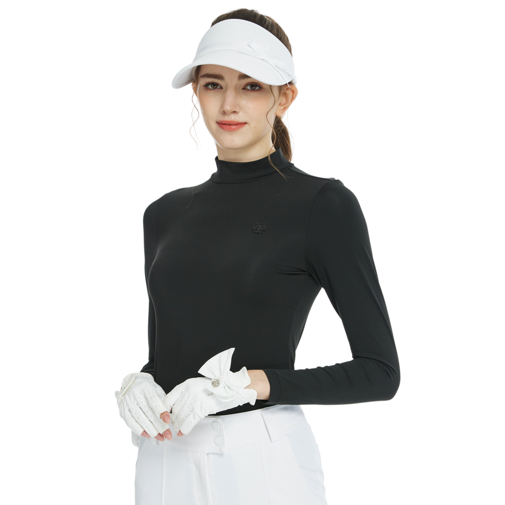 Baju dalam leher bulat lengan panjang (hitam)