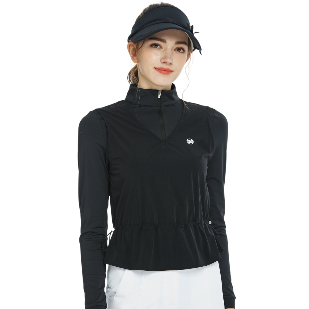 BLKTEE兩件式背心長袖衣(黑)