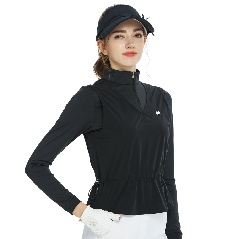 BLKTEE兩件式背心長袖衣(黑)