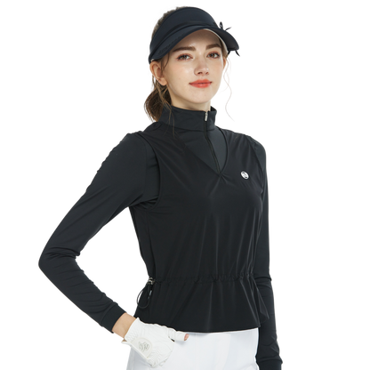 BLKTEE兩件式背心長袖衣(黑)