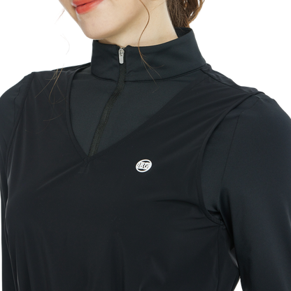 BLKTEE兩件式背心長袖衣(黑)