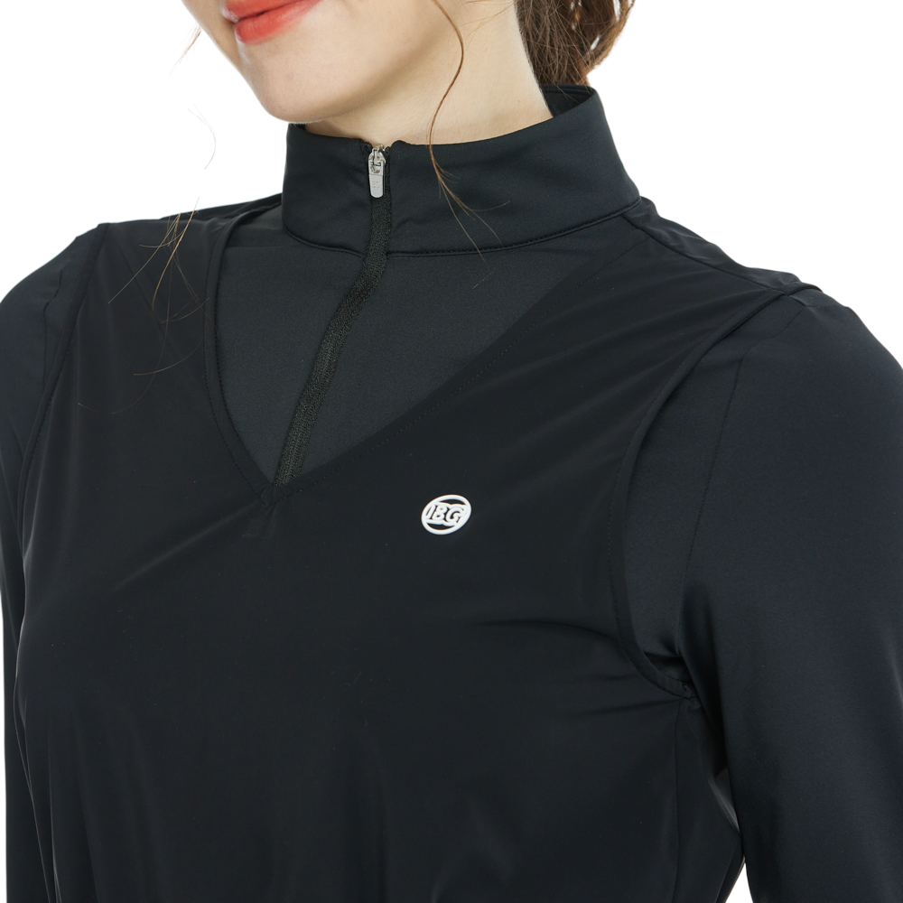 Two-piece vest long-sleeved top (black)