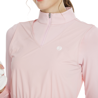 BLKTEE兩件式背心長袖衣(粉紅)