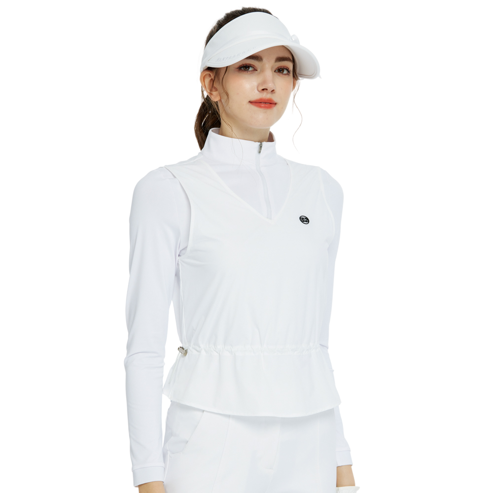 BLKTEE兩件式背心長袖衣(白)