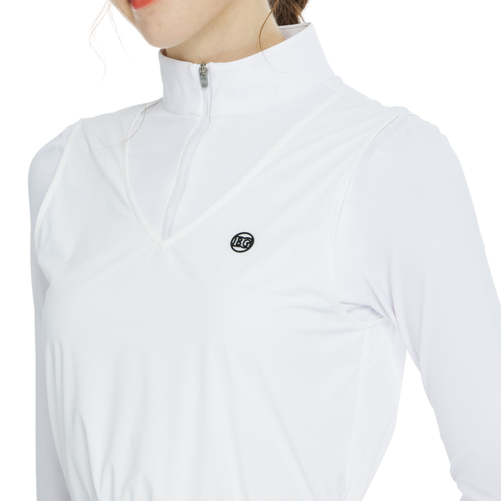 BLKTEE兩件式背心長袖衣(白)