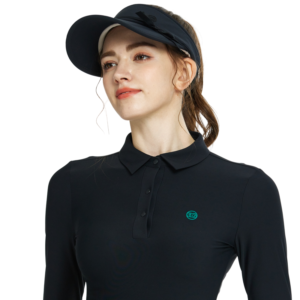 BLKTEE女緞帶中空帽(黑)