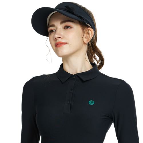 BLKTEE女緞帶中空帽(黑)