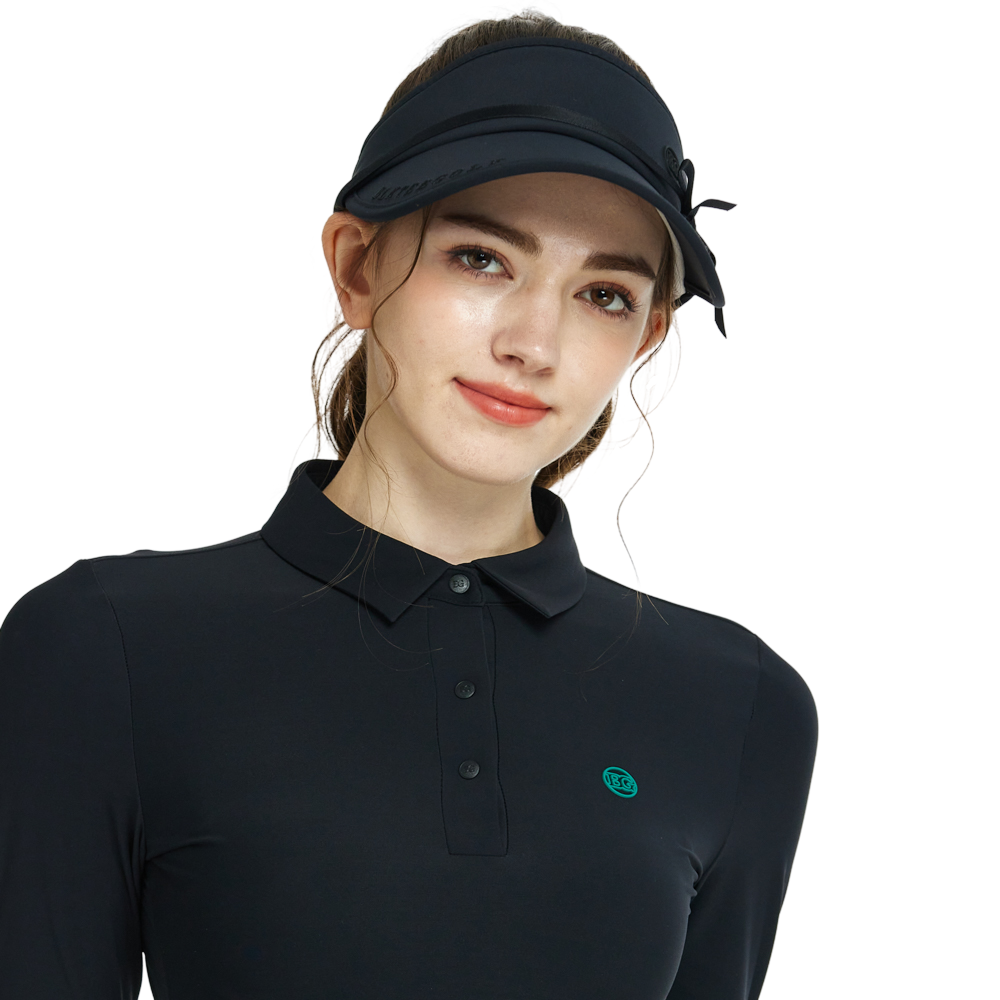 BLKTEE女緞帶中空帽(黑)