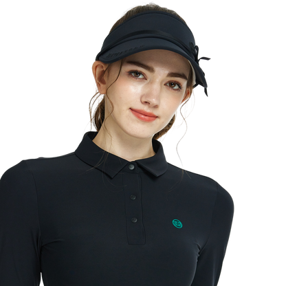 BLKTEE女緞帶中空帽(黑)