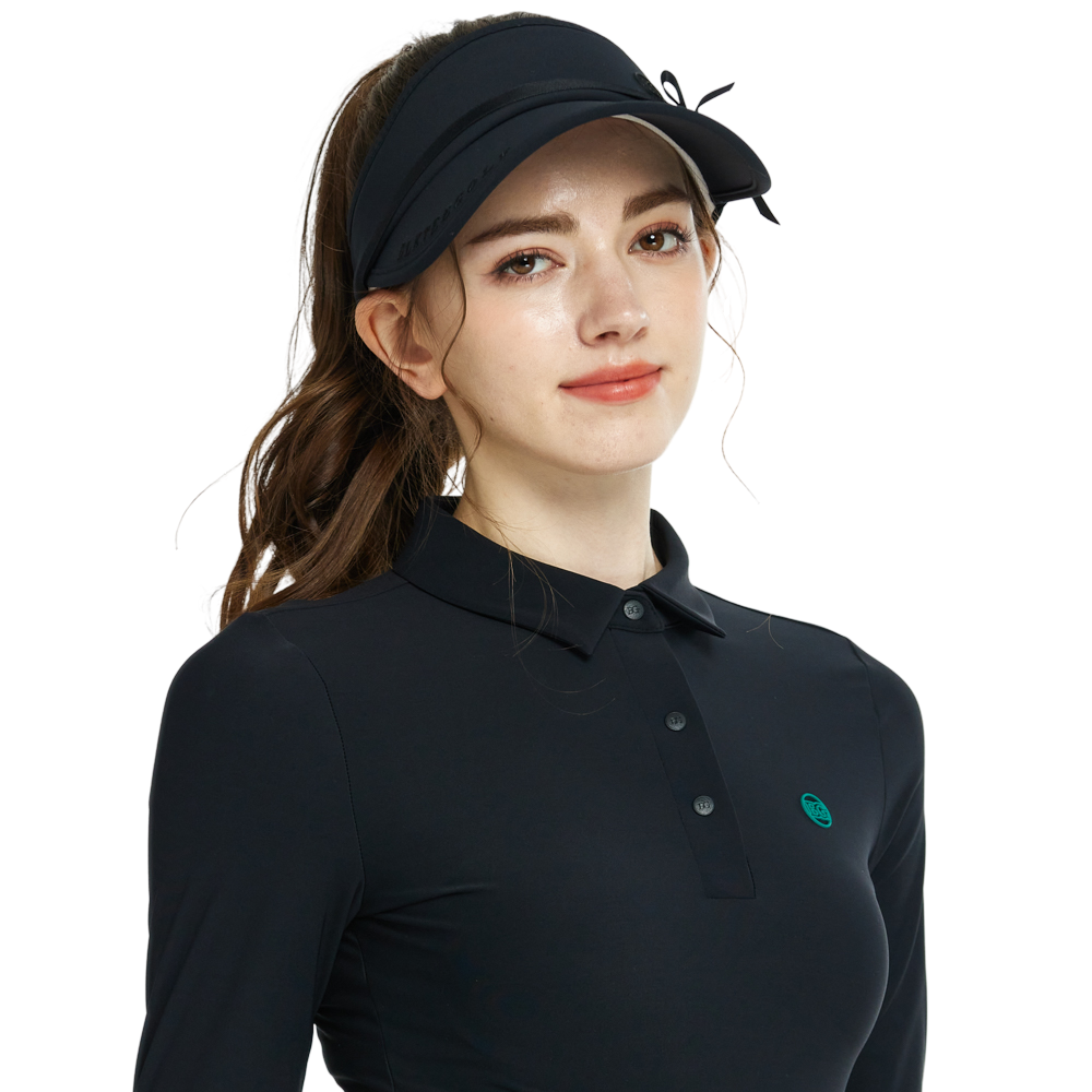 BLKTEE女緞帶中空帽(黑)