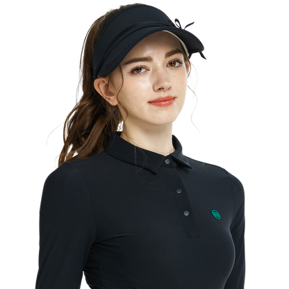 BLKTEE女緞帶中空帽(黑)