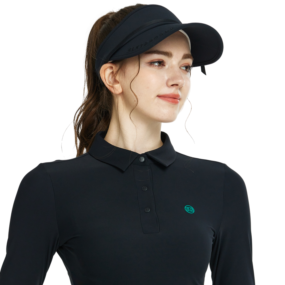 BLKTEE女緞帶中空帽(黑)