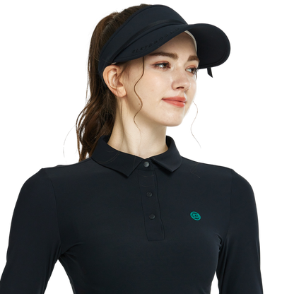 BLKTEE女緞帶中空帽(黑)