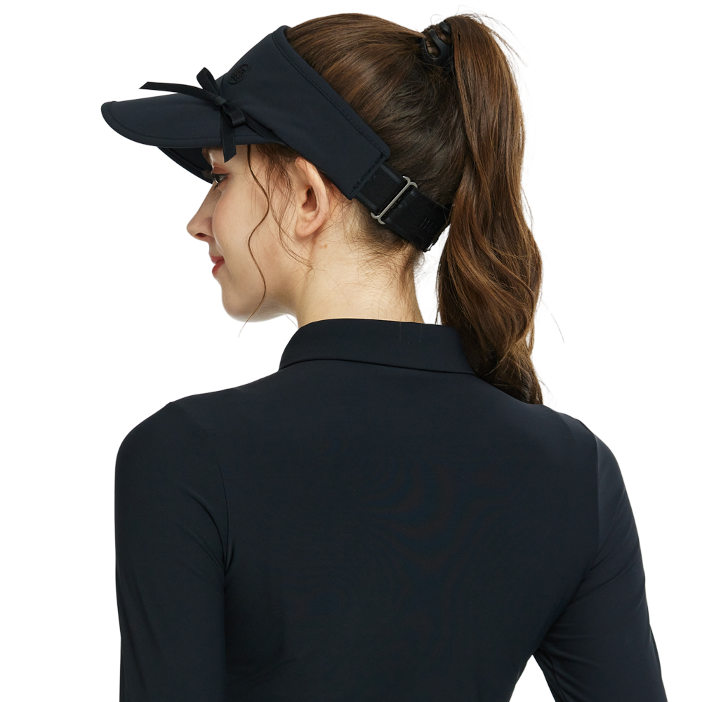 BLKTEE女緞帶中空帽(黑)