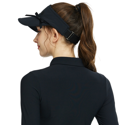 BLKTEE女緞帶中空帽(黑)