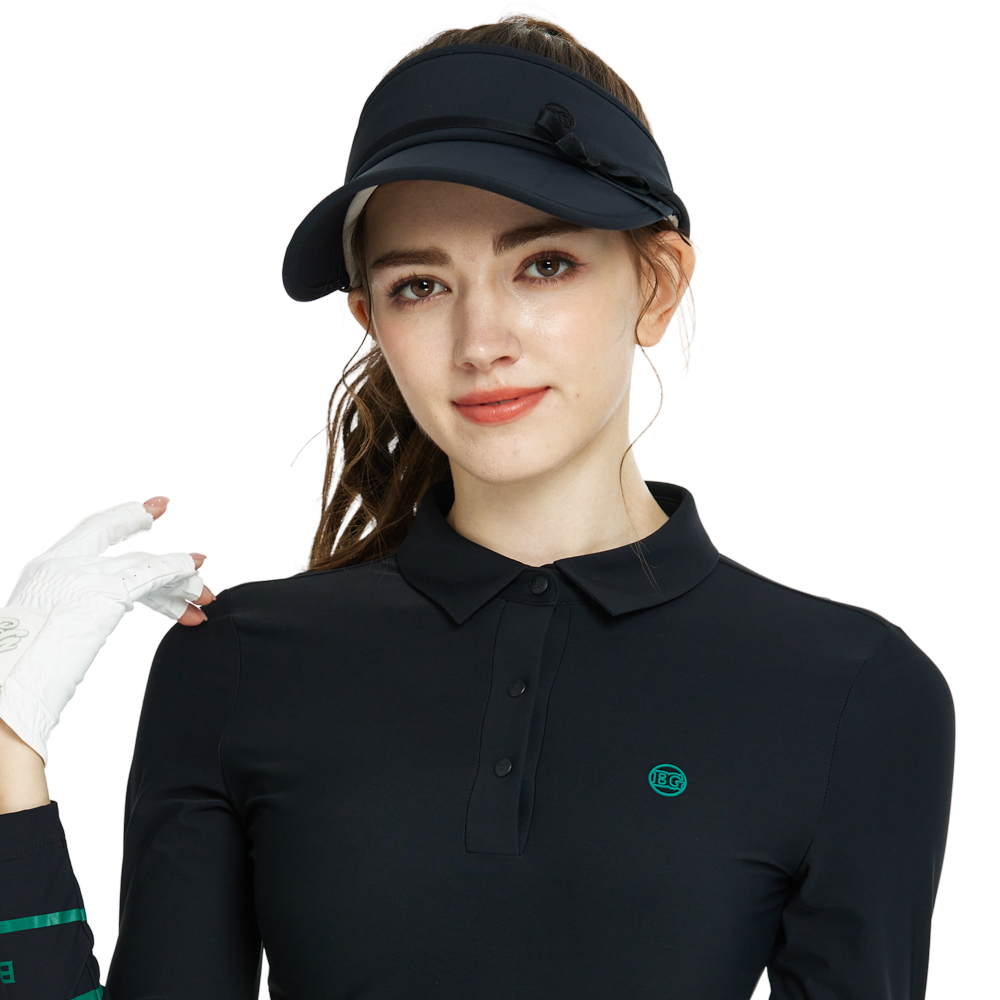 BLKTEE女緞帶中空帽(黑)