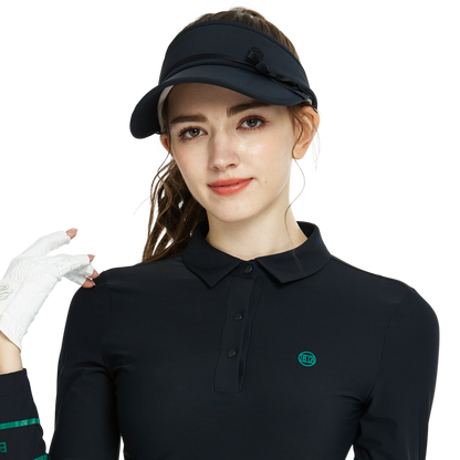 BLKTEE女緞帶中空帽(黑)