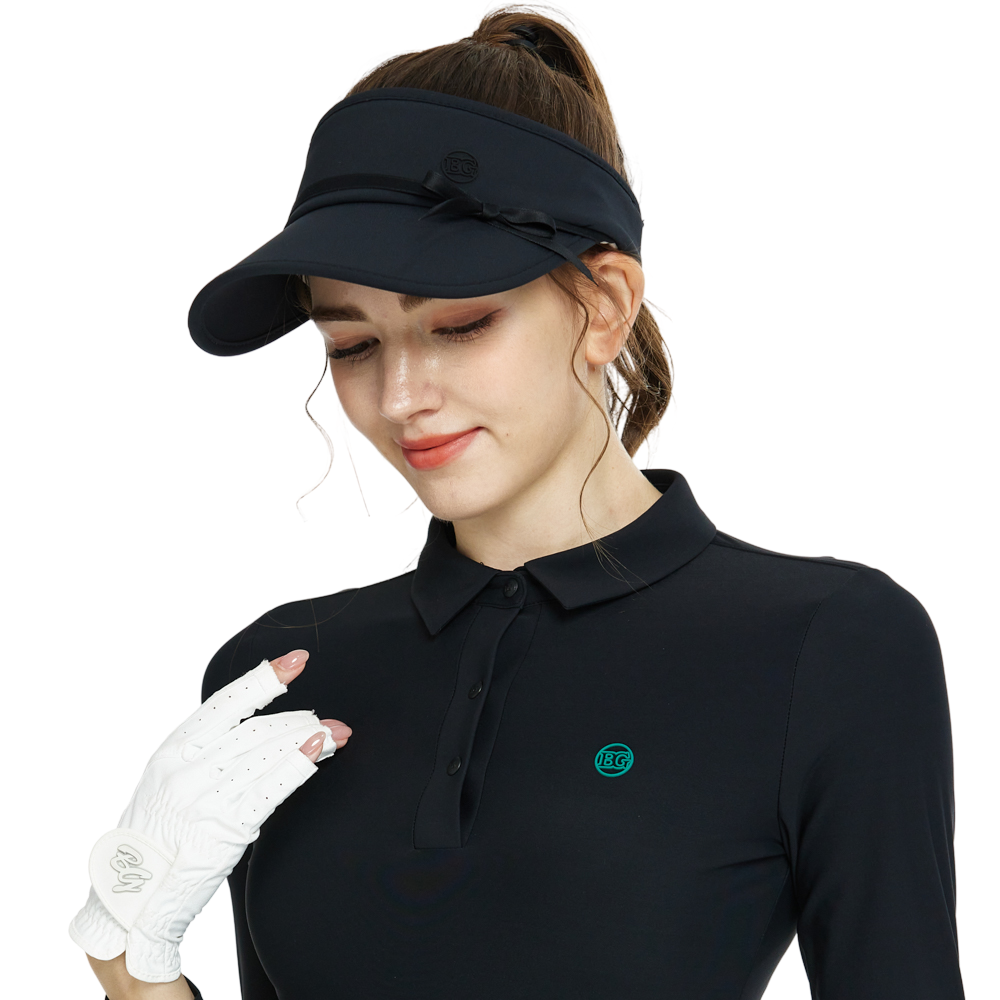 BLKTEE女緞帶中空帽(黑)