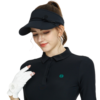 BLKTEE女緞帶中空帽(黑)