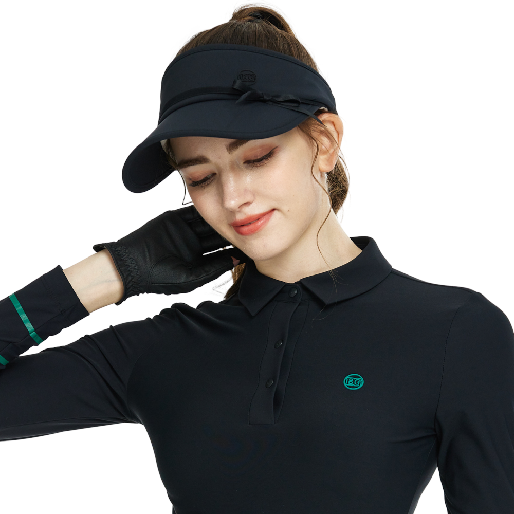 BLKTEE女緞帶中空帽(黑)