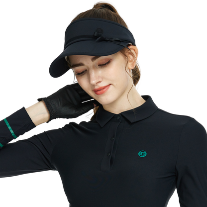 BLKTEE女緞帶中空帽(黑)